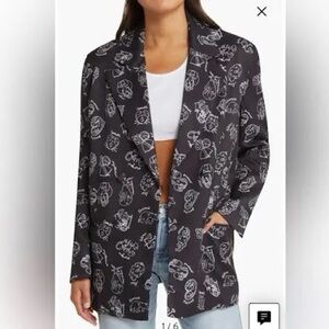 Black Patterned Women's Blazer